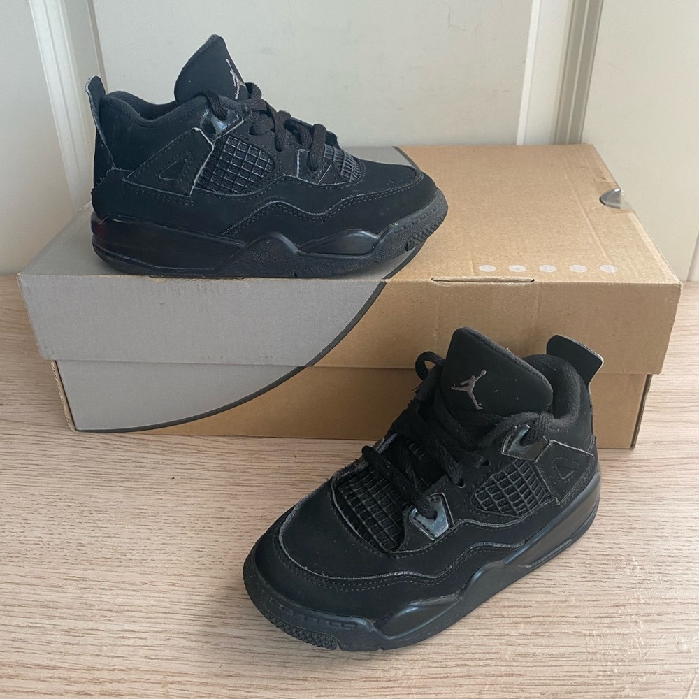 Jordan 4 Black Cat Toddler Sneakers- SZ 10 C - Picture 3 of 15
